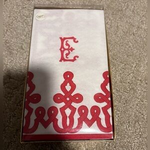 Caspari Box Of 24 Guest Airlaid Napkins Initial E Red